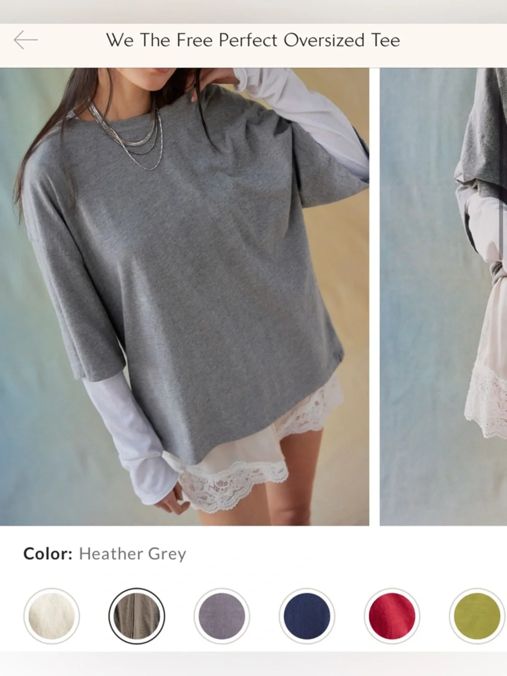 NWOT Free People We The Free Perfect Oversized Tee - Heather Grey - Large - Picture 8 of 11